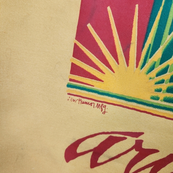 Arizona Novelty Souvenir Tote Bag Purse Large 1990s 90s Yellow Cactus Bohemian - Picture 4 of 9